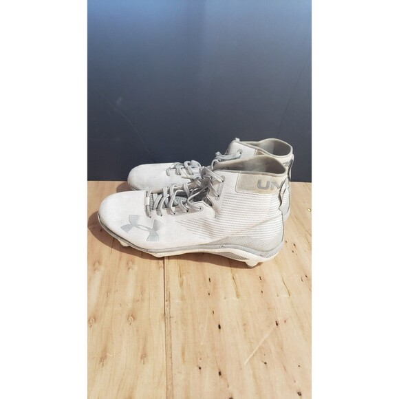 Under Armour UA Hammer Mid MC Men's Football Cleats size 13 White/Silver - Picture 3 of 7